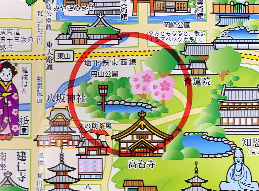 ▲円山公園の地図
